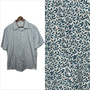 FAHERTY‎ BRAND Mens Blue Leaf Print Short Sleeve Button Down Shirt XL Vacation
